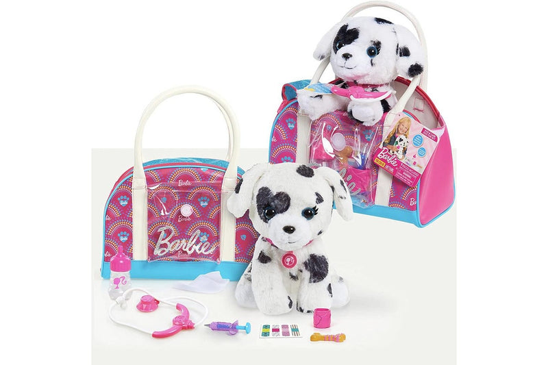 9pc Barbie Hug & Kiss Vet Kids Interactive Pretend Role Play Dog Toy Set Bag 3+