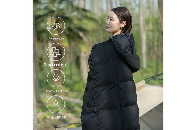 KILIROO Sleeping Bag 350gsm Outdoor Camping Hiking Thermal Winter Single Black