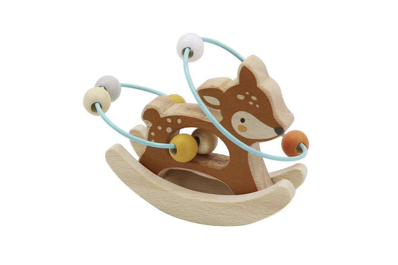 Kaper Kidz Woodland Deer Bead Maze On Rocking Base Children's Wooden Toy 18m+