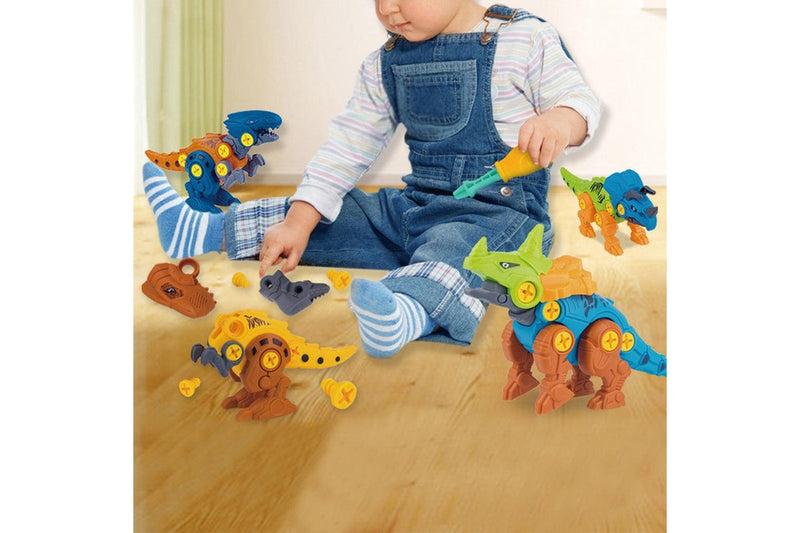 4 Pcs Set Take Apart Dinosaur Toys DIY Assembling Dinosaur Kid Toys Learning Gift