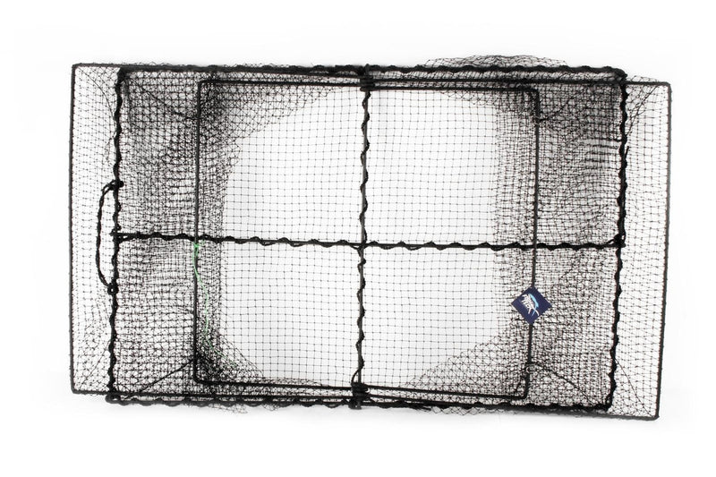 Fishteck 88x59cm Rectangular Yabbie Shrimp Crab Trap Outdoor Fishing Cage Black