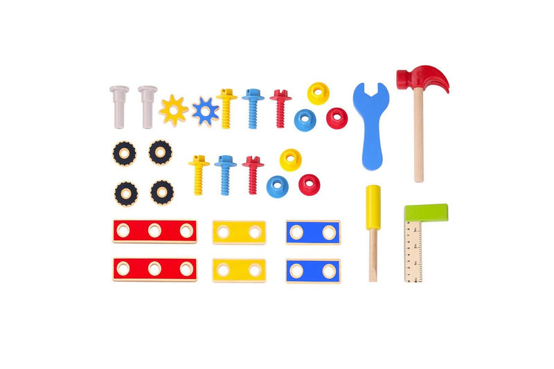 31pc Kids Tooky Toy Educational Learning Puzzle Wooden Working Bench Tool Set 3+