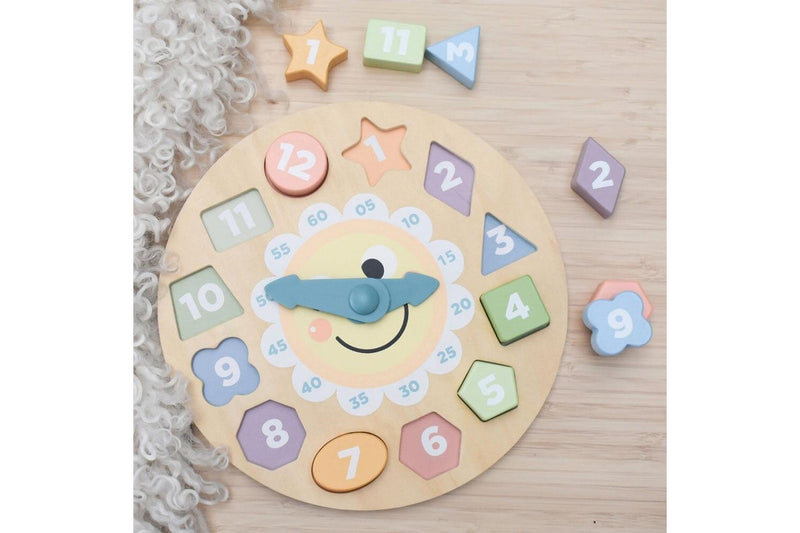 Tooky Toy Forest Friend Kids Childrens Wooden Clock Shape Sorter Puzzle 3Y+