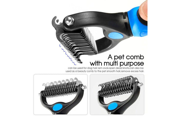 Ozstock Pet Dog Cat Grooming Comb Brush Undercoat Rake Dematting Deshedding Trimmer Blue small