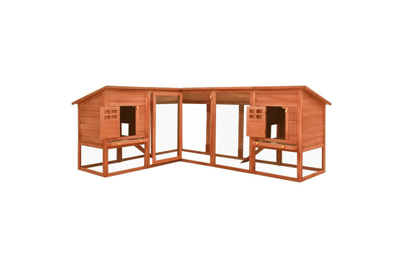 Outdoor Rabbit Hutch with Run Brown Solid Fir Wood vidaXL