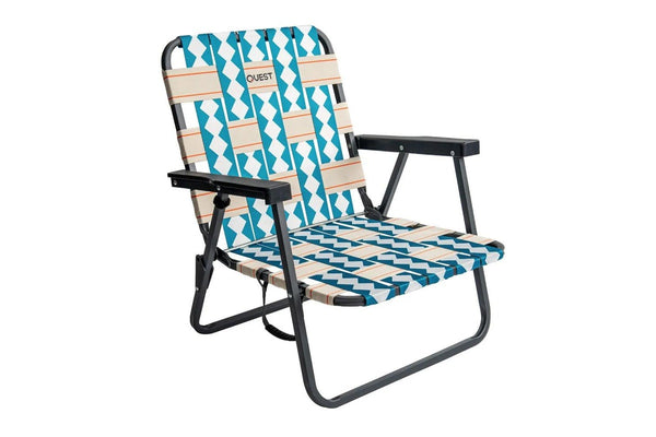 2pc Quest Cocomo 62cm Low and 79cm Mid Foldable Beach Chair w Armrests Set