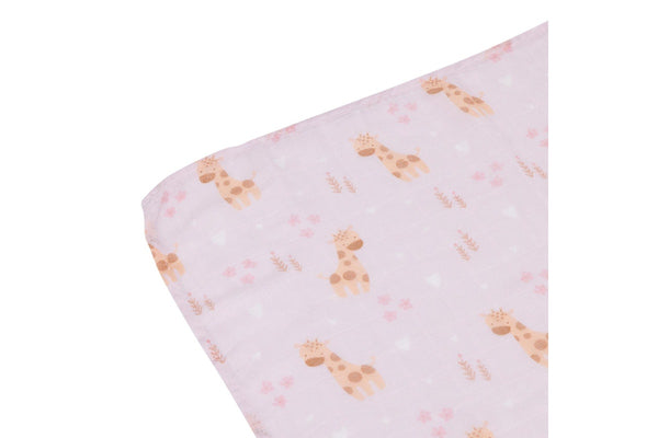 Splosh Baby Giraffe Cotton Muslin Wrap Swaddle Blanket Rectangle 108cm Pink 0+