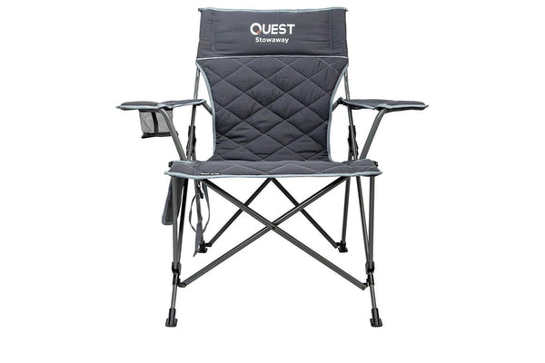 Quest Stowaway 89cm Steel Camp Chair w Armrests Outdoor Camping Picnic Grey