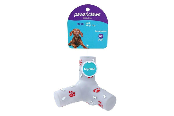 4x Paws & Claws 13cm Vinyl Squeaky Jack Dog Toy Interactive Fun w Squeaker Asst