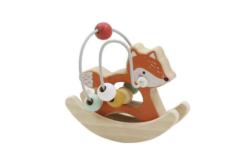 Kaper Kidz Woodland Fox Bead Maze On Rocking Base Children's Wooden Toy 18m+