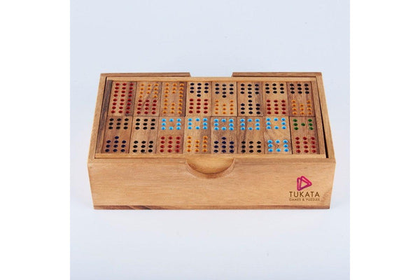 Wooden Domino Game Set Handmade Dominoes in Gift box