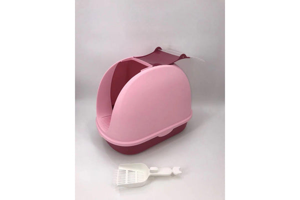 YES4PETS Portable Hooded Cat Toilet Litter Box Tray House with Handle and Scoop Pink