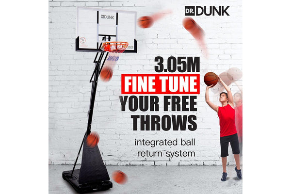 Dr.Dunk 3.05M Portable Basketball Hoop Stand System Height Adjustable Net Ring Rim Slam Backboard