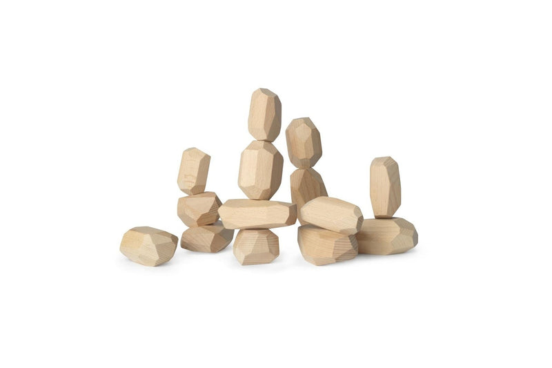 14pc Kinderfeets Stacking Stones Kids Wooden Toy Fun Activity Play Natural 2+