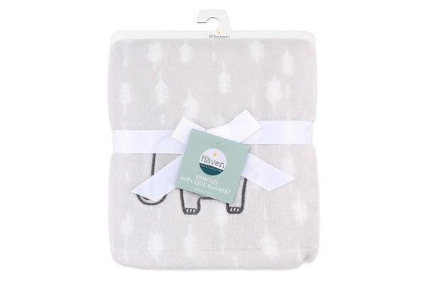 2x Little Haven Applique Elephant Comfortable Gentle Style Baby Blanket 101cm