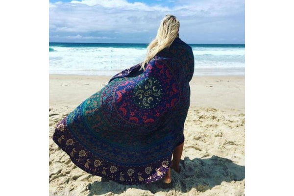 TODO Luxury Edition Chiffon Digital Print Beach Throw Yoga Earth Red