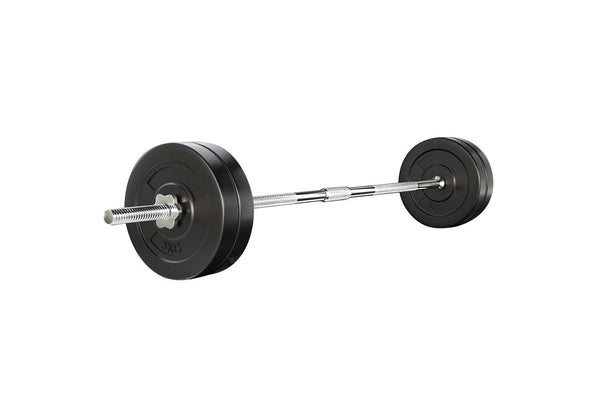 Everfit 28kg Barbell Set Weight Plates Bar Lifting Bench 168cm