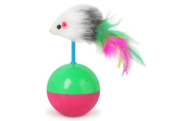 Mouse Tumbler Cat Dog Toy Ball Pet Real Rabbit Hair Multi Cat Toys