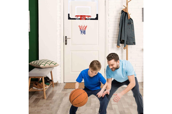 Costway Mini Basketball Hoop Backboard Door Mounted Basketball Ring System Nets Indoor Adults Toy w/Pump