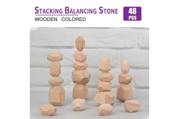 Ozstock New Toy Creative Wooden Stacking Balancing Stone Building Blocks AU