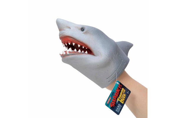 2PK Schylling Stretchy Shark Hand Puppet Kids Fun Pretend Role Play 15cm Toy 5y+