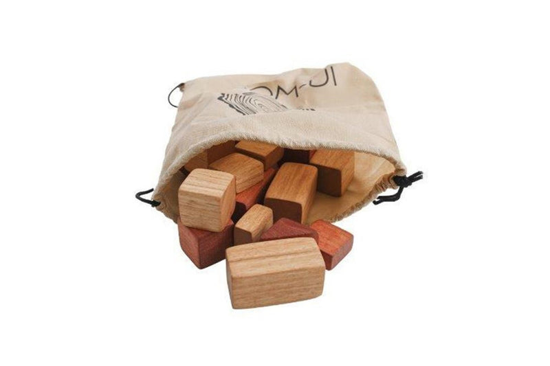 26pc In-Wood Bag of Wooden Building Blocks Kids Children Fun Play 3y+ Assorted