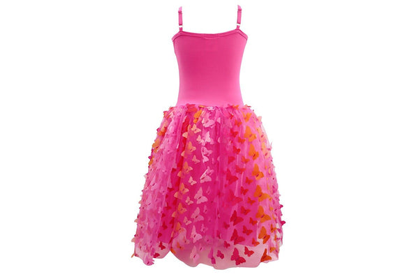 Pink Poppy Butterfly Hot Pink & Gold Multi-Layered Kids Toddler Dress Size 3-4y