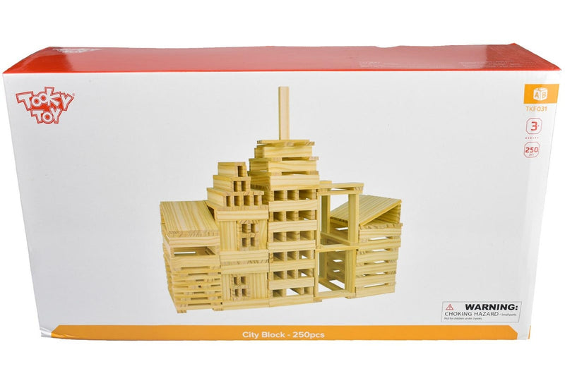 250pc Tooky Toy City Block Creative Kids Toddler's Wooden Building Kit 3y+