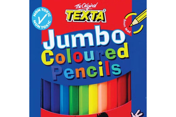 12pc Texta Jumbo Colouring Pencils Art Drawing Coloured Draw Pencil f Kids