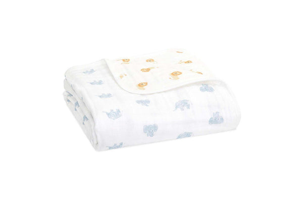 Aden Anais Animal Kingdom Dream 120x120cm Organic Cotton Sleeping Blanket White