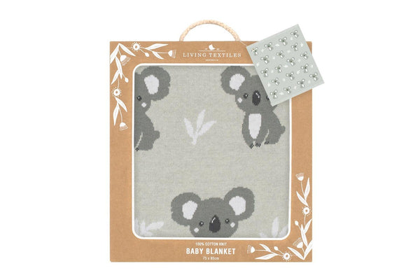 Living Textiles Australiana 85cm Cotton Baby Blanket Infant Comforter Koala Grey