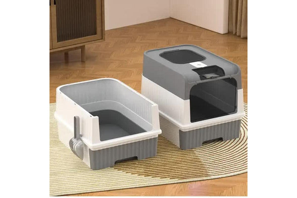 Large Enclosed Box With Drawer And Scoop Odor Control Removable Tray Easy Clean Design Cat Litter