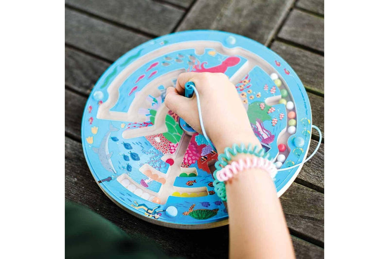 Bigjigs Toys 22.5cm Aquatic Maze Puzzle Kids Children Wooden Fun Play Toy 3y+