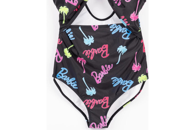 Barbie Womens/Ladies Palm Tree Logo One Piece Swimsuit (Black) (XXL)