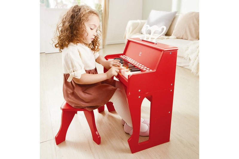 Hape Learn With Lights Mini Piano w Stool Kids Childrens Musical Toy 3y+ Red