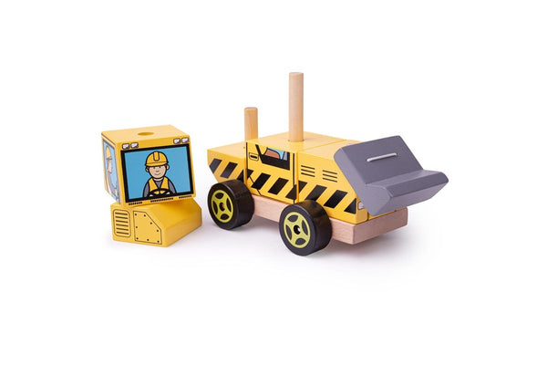 Bigjigs Toys 20cm Wooden Stacking Bulldozer Kids Children Educational Toy 12m+