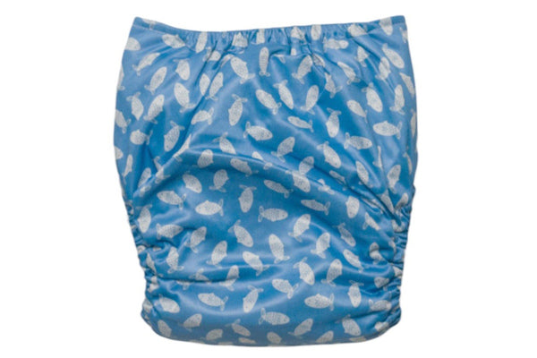 Nestling: Sassy SIMPLE Nappy Complete - Blue Fish (One Size)