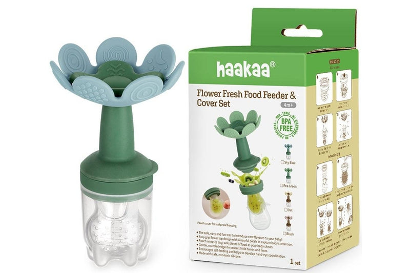 Haakaa: Flower Fresh Food Feeder & Cover Set - Sky Blue