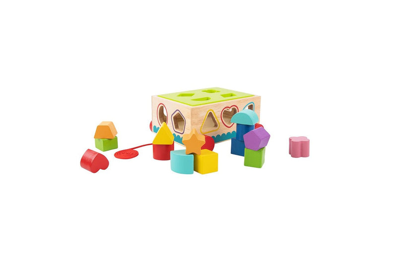 16pc Tooky Toy Kids Children Wooden Shape Sorter Educational Block Puzzle 12m+