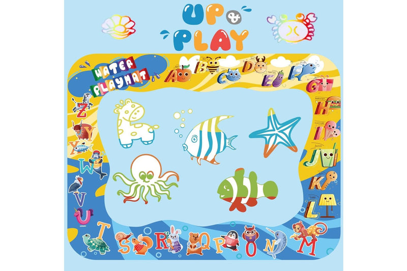 UPnPlay Kids 24 Pieces Water Doodle Mat with Drawing Board Magic Pen & Bonus Accessories - Beach