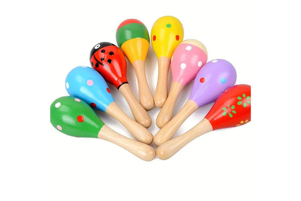 3x WOODEN MARACAS Musical Egg Percussion Toy Shakers Rattles Rumba Party