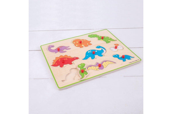 9pc Bigjigs Toys 30cm Lift Out Puzzle Dinosaurs Kids Wooden Learning Toy 3y+