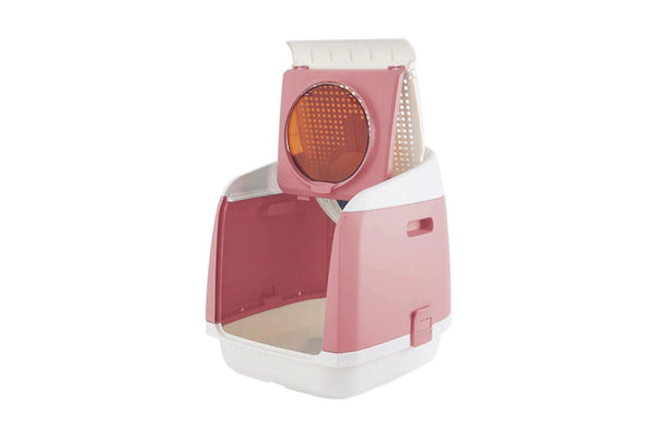 Pakeway Tomcat Free Dual-Door Cabin Pet Cat Litter Box Enclosed Toilet Pink