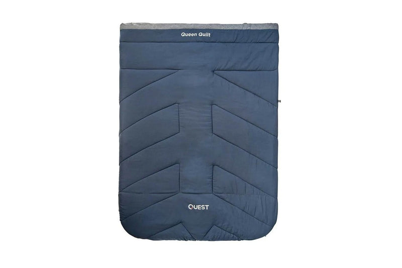 Quest 225cm Queen Camp Quilt w Carry Bag Outdoor Camping Sleeping Blanket Blue