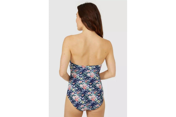 Debenhams Womens/Ladies Floral Bandeau One Piece Swimsuit (Navy) (10 UK)