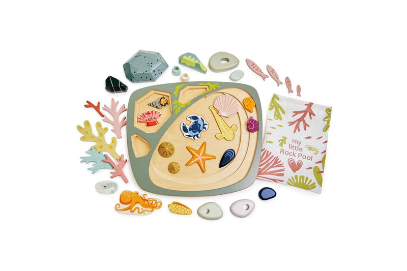 Tender Leaf Toys 35cm My Little Rock Pool Seashell Wood Toy Set w Pouch Kids 3+