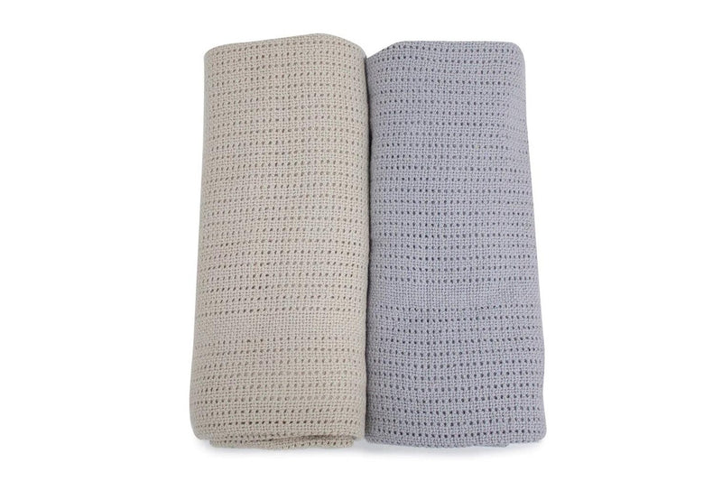 2PK Bubba Blue Nordic Bamboo 70x90cm Cellular Soft Blanket Baby 0-12m Grey Sand