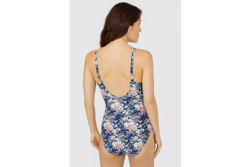 Debenhams Womens/Ladies Floral Twisted One Piece Swimsuit (Navy) (8 UK)