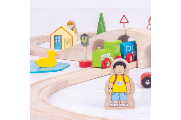 Bigjigs Rail Figure of Eight Train Set Kids Children Interactive Wooden Toy 3y+