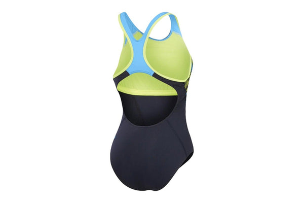 Speedo Womens/Ladies Placement Laneback One Piece Swimsuit (Navy/Yellow) (10 UK)